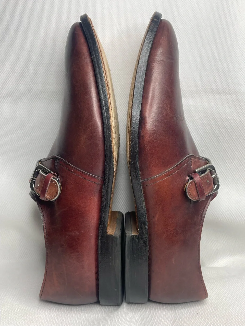 Allen Edmonds Warwick Leather Buckle Oxford Shoes Mens Size US 9.5 D Burgundy